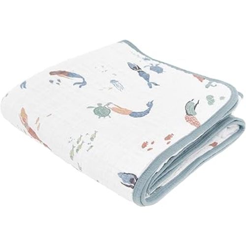 Little Unicorn Original Premium Cotton Quilt | Multi-Layered & Extra-Soft Muslin Fabric |for Babies & Toddlers (Mermaids)