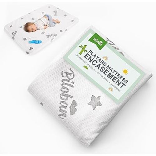 Pack and Play Mattress Protector Cover with Zipper Compatible with Graco Pack n Play Playard Mattress to 2.5", Waterproof Viscose Made from Bamboo Playpen/Mini Crib Mattress Protector/Encasement