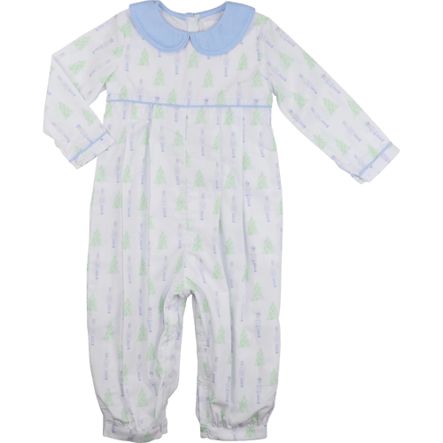 Green And Blue Nutcracker And Christmas Tree Long Romper - Cecil and Lou
