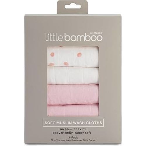 Little Bamboo Muslin Baby Face Washer Cloths 6 Pack - Dusty Pink : Amazon.com.au: Baby