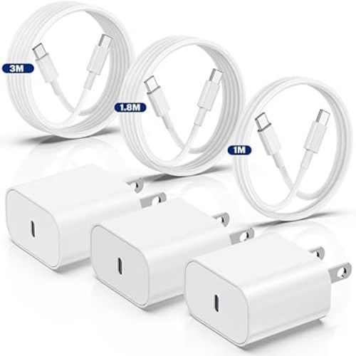 i Phone 16/15 Charger Fast Charging 3-Pack, 20W Type C Charger[3+6+10FT] USB C Wall Charger Cables for iPhone 16/15/15 Plus/15 Pro Max, iPad Pro/Air/AirPods/Samsung