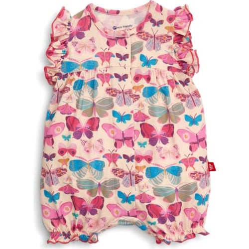 All A-Flutter Butterfly Print Bubble Romper, 3-6M