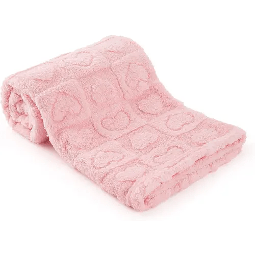 Plush Soft with Heart Checkered Baby Blanket,Fleece Infant Toddler Blankets for Girls Boys,Warm Lightweight Breathable Newborn Receiving Blankets for Crib Stroller 32"×37" (Light Pink, Heart)