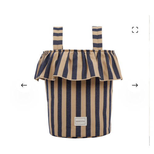 Basket Stripes - Navy + Caramel - Minicoton