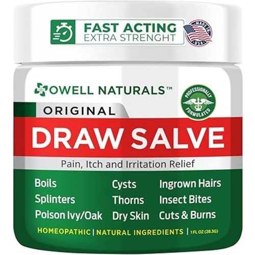 OWELL Naturals Drawing Salve Ointment 1oz, ingrown Hair, Boil, Splinter Remover, Bug Spider Bites, bee Sting, Mosquito bite Itch, Poison Ivy