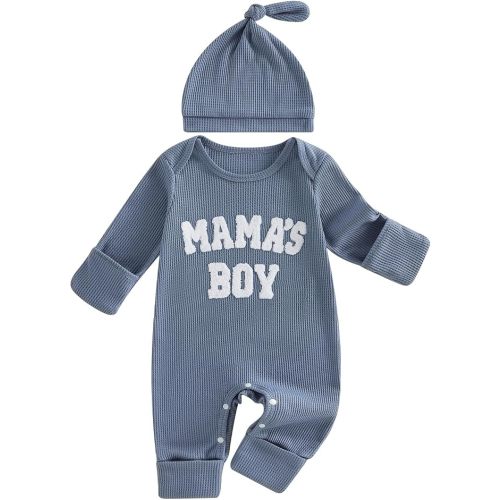Newborn Baby Boy Fall Outfit Romper Little Brother Lil Bro Long Sleeve Jumpsuit Bodysuit Cute Infant Waffle Clothes