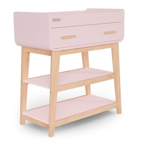 Fisher-Price Iris/Siesta Changing Table by Dream On Me, Blush Pink, JPMA & Greenguard Gold Certified, with a Bottom Closed Drawer and Two Open Shelves for Storage