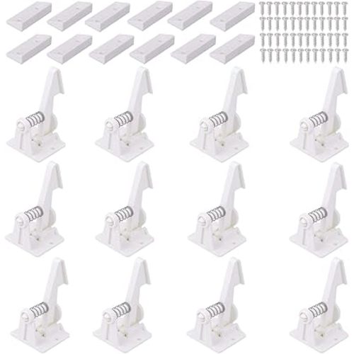 12 Pack Cabinet Locks Child Safety Latches - Vmaisi Baby Proofing Cabinets Drawer Lock with Adhesive Easy Installation - No Drilling or Extra Screws (White)