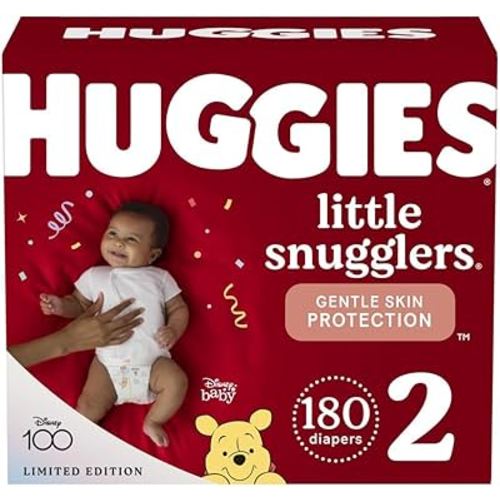 Huggies Size 2 Diapers, Little Snugglers Baby Diapers, Size 2 (12-18 lbs), 180 Count