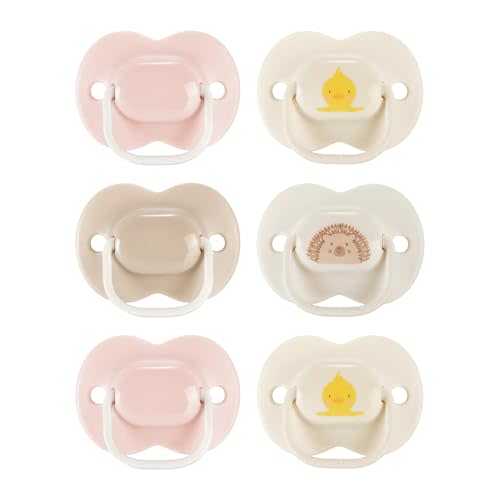 Tommee Tippee Anytime Matte Pacifier, 0-6 Months, Symmetrical Baglet, BPA-Free Binkies, Pink/Beige, Pack of 6