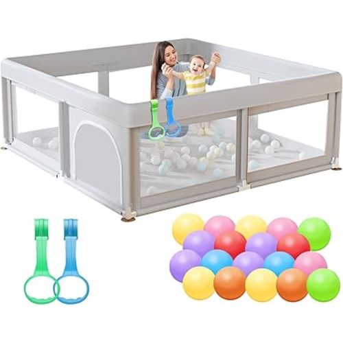 50 x 50 inch Baby Playpen with Ocean Balls Small Playpen for Babies and Toddlers Baby Fence Playards