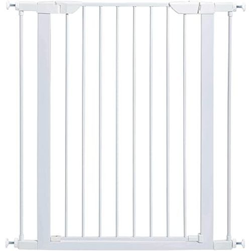 MidWest Homes for Pets 39 Inches Tall Walk-Through Steel Pet Gate, Pressure Mounted Dog Gate Measures 29 - 38 Inches Wide & Includes two 3-Inch-Wide Extensions, White