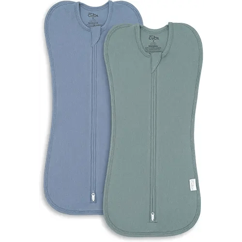 Comfy Cubs Swaddle Blanket Baby Girl Boy Easy Zipper Wrap 2 Pack Newborn Infant Sleep Sack (Small 0-3 Months, Nomadic Blue, Azul)