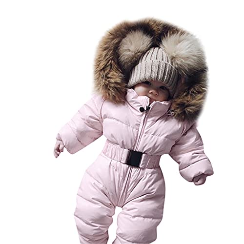 Outerwear Romper Coat Warm Infant Baby Jacket Snowsuit Girls Hooded Jumpsuit Girls Snow for Kids (Pink, 6-9 Months)