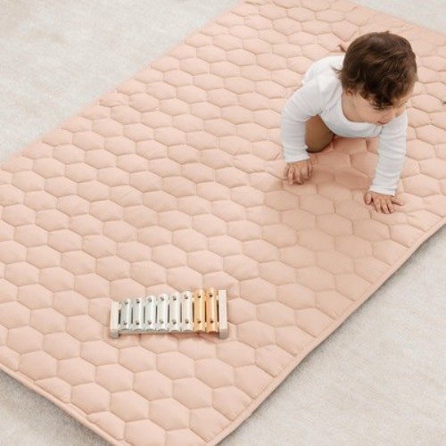 Premium Play Mat - Soft and Comfortable Kids & Toddler Play Mat with Non-Slip Bottom By Comfy Cubs - Blush, Rectangle, 36x60
