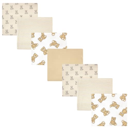 Hudson Baby Unisex Baby Cotton Flannel Receiving Blankets Bundle, Teddy Bears, One Size