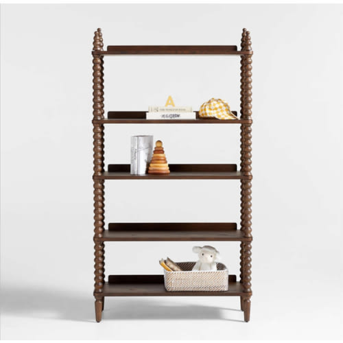 Jenny Lind Deep Brown Wood Spindle 5-Shelf Bookcase