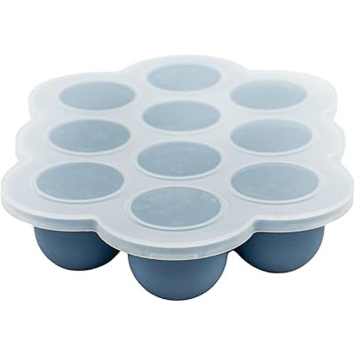 WeeSprout Silicone Baby Food Freezer Tray with Clip-on Lid - Perfect Storage Container for Homemade Baby Food, Vegetable & Fruit Purees, and Breast Milk (Navy, Ten 1.5 Ounce Sections)