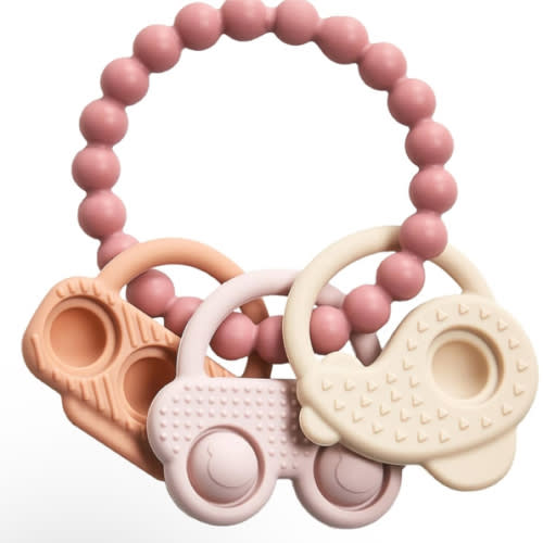 Baby Teether for Teething Relief, Silicone Teethers for Babies, Baby Chew Toys Beige