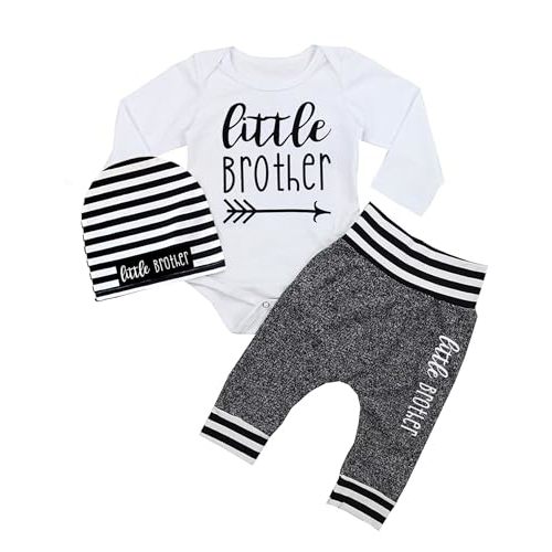 Fommy Newborn Baby Boy Clothes New to The Crew Letter Print Romper+ Pants+Hat 3PCS Outfit