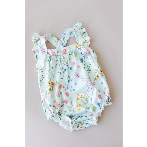 Wild Woods Ruffle Cross Back Romper | Mila & Rose
