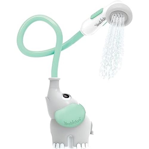 Yookidoo Baby Bath Shower Head - Elephant Water Pump with Trunk Spout Rinser - Control Water Flow from 2 Elephant Trunk Knobs for Maximum Fun in Tub or Sink for Newborn Babies