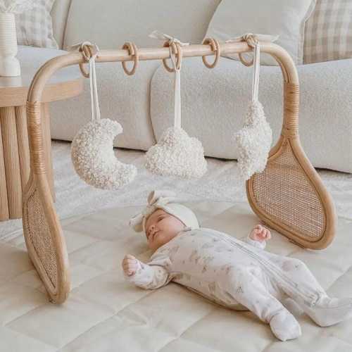 Rattan Baby Play Gym Frame with Wooden Loops | Handmade Australia