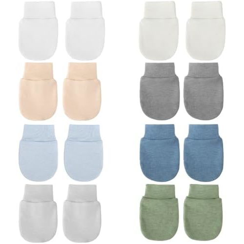 BQUBO Newborn Infant Toddler Mittens No Scratch Cotton Elastic Wrist Gloves Hypoallergenic for 0-6 Months Baby Boys Girls