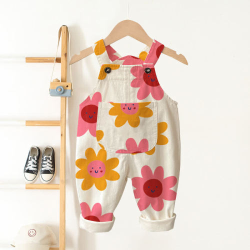 Baby Toddler Flower Smiley Overalls