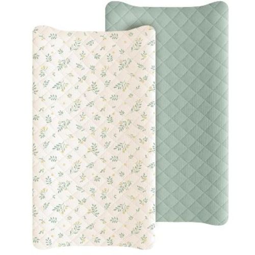 LISM 2 Pack Waterproof Changing Pad Cover,Cotton Quilted Diaper Changing Pad Sheets