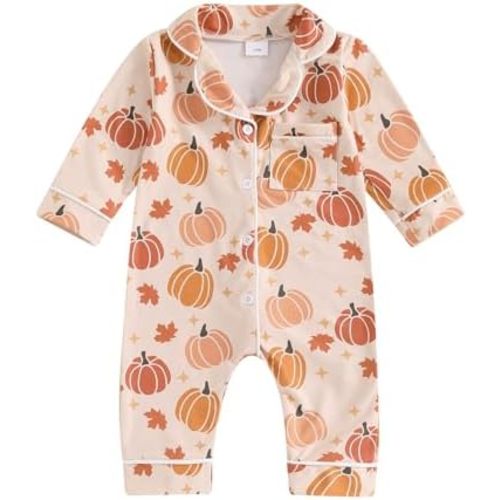 Balaflyie Baby Girl Button Down Pajamas Romper One-Piece Jumpsuit Long Sleeve Sleeper Infant Sleepwear