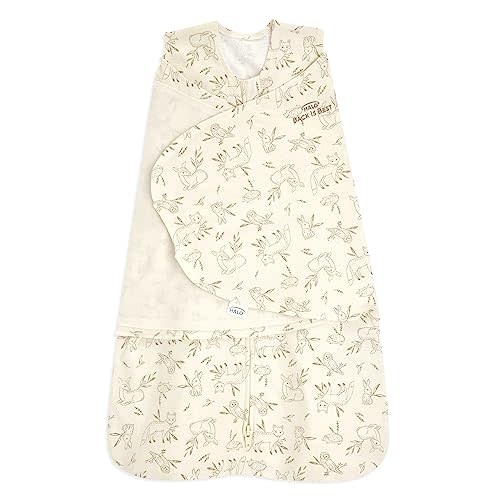 HALO 100% Cotton Sleepsack Swaddle, 3-Way Adjustable Wearable Blanket, TOG 1.5, Lullaby Forest, Newborn, 0-3 Months
