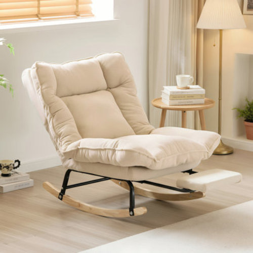 George Oliver Corduroy Rocking Reading Chair with Adjustable Back & Ottoman – Cozy Upholstered Lounge Seat for Living Room Nursery | Wayfair