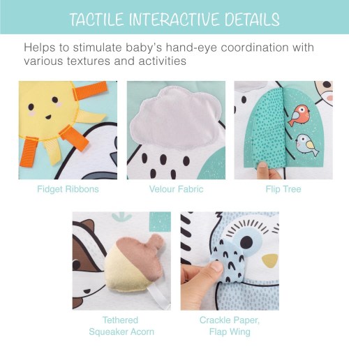 The Peanutshell Woodland 7-in-1 Activity Play Gym & Play Mat for Baby - Grey