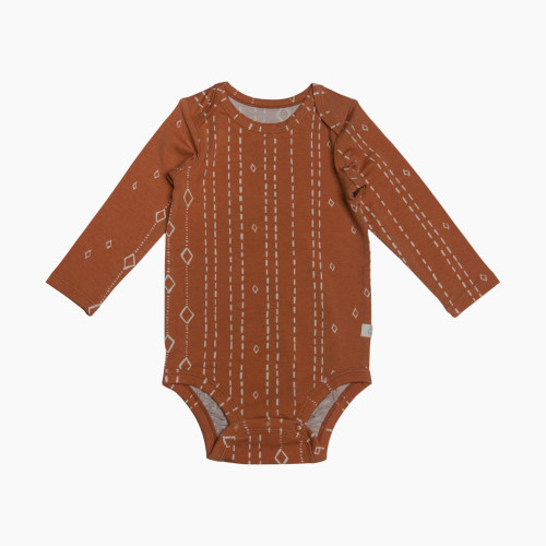Loulou Lollipop Loulou Lollipop x Babylist Long Sleeve Bodysuit - Rust Geo, 0-3 M