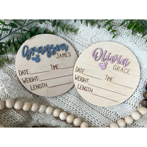 Mickey Minnie Baby Announcement Sign Disney Baby Name Reveal