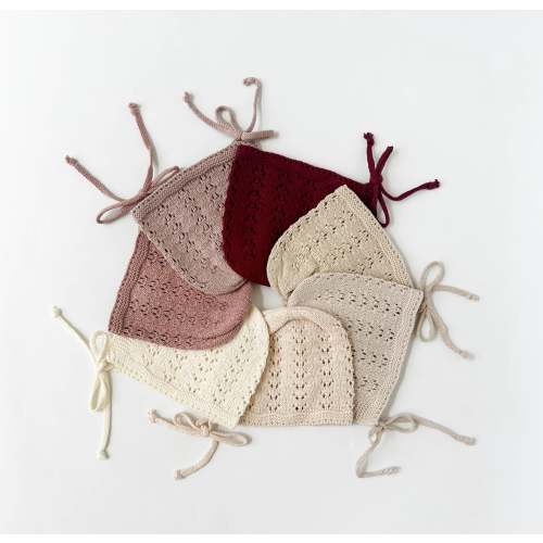 Baby Knit Bonnet Cotton lace | Jamie – Olive and Cradle Cream or Taupe
