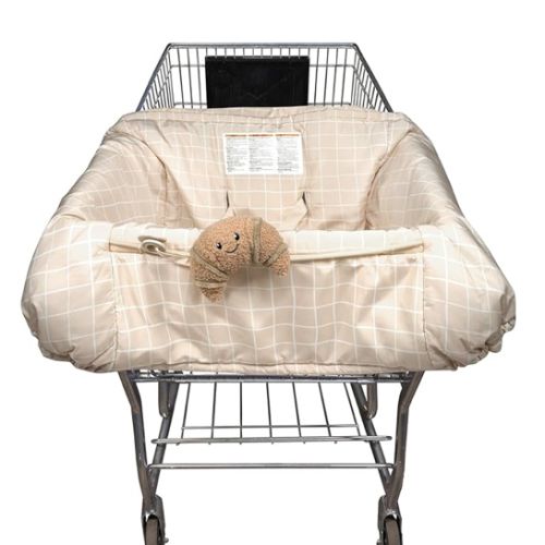 Boppy Shopping Cart Cover for Baby - 360° Coverage Cart Cover for Babies with Safety Harness, Toy Tether, One-Hand Placement, Machine-Washable, 6 Month & Up - Croissant