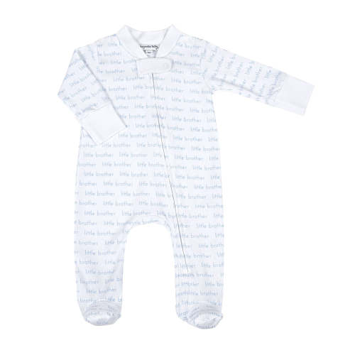 "Little Brother" Print Zip Footie
