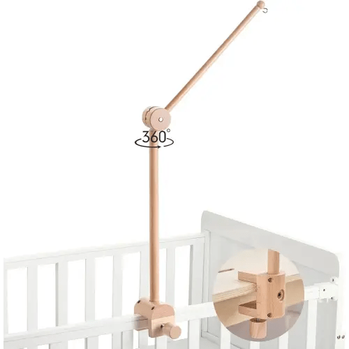 HI BABY MONMENT Crib Mobile Arm - Rotating Baby Mobile Hanger, Natural Beech Wood, Mobile Stand for Crib Nursery Decor, Perfect for Baby Girl or Boy