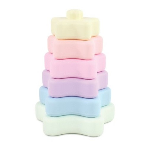 Hudson Baby Silicone Stacking Toy, Star, One Size