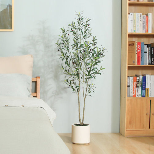Primrue Adcock Faux Olive Tree in White Planter, Lifelike Fake Olive Plant for Indoor and Outdoor Decor & Reviews | Wayfair