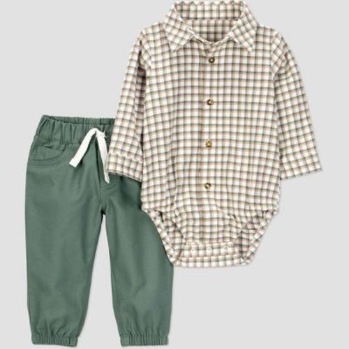 Carter's Just One You® Baby Boys' 2pc Plaid Bodysuit & Pants Set - Green