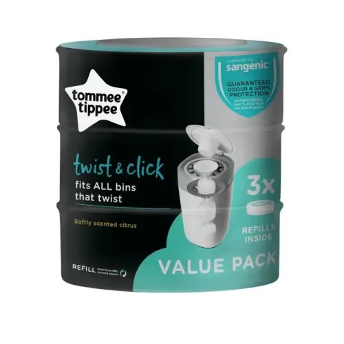 Tommee Tippee Twist & Click Nappy Disposal Unit Refill Cassette - 3 Pack | Baby Bunting AU