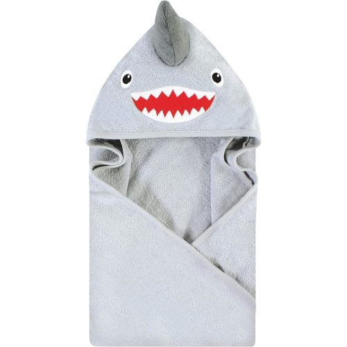 Hudson Baby Unisex Baby Cotton Animal Face Hooded Towel, Shark, One Size