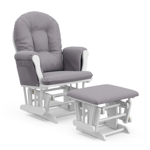Storkcraft Hoop Nursery Glider and Ottoman, White with Gray Swirl