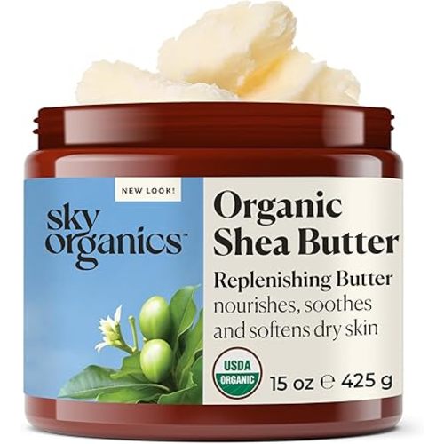 Sky Organics Organic Shea Butter, 15 oz | Nourishes, Soothes, and Softens Dry Skin, Raw & Undefined, Essential Fatty Acids & Antioxidants, Natural, Vegan & Cruelty Free