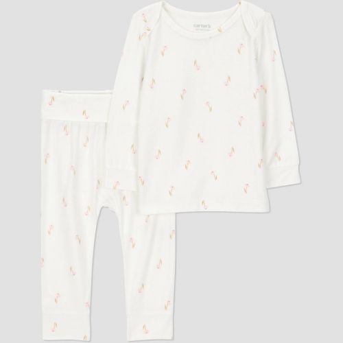 Carter's Just One You® Baby Girls' 2pc Floral Comfy Soft Top & Bottom Set - Ivory