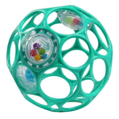 Bright Starts Oball Easy-Grasp Rattle BPA-Free Infant Toy in Teal, Age Newborn and up, 4 Inches