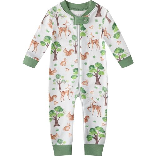 Owlivia Organic Cotton Baby Boy Girl Zip up Sleep 'N Play Pjs, Footless, Long Sleeve